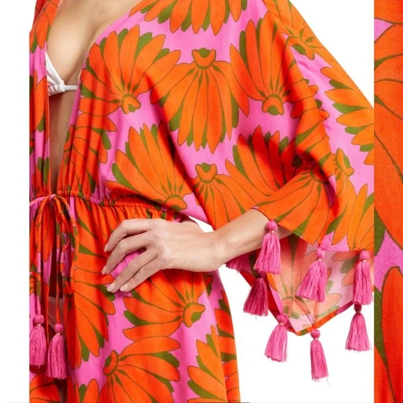 Farm Rio Copacabana pink kimono coverup XS NWT - Picture 6 of 10